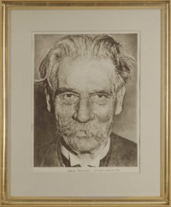 Signed portrait of the physician and Nobel Peace Laureate Albert Schweitzer