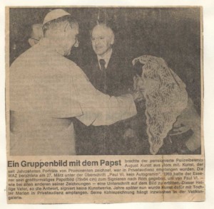 The Holy Father Pope Paul VI receives Artist August Kunst and his daughter Marion for a private audience -" Westdeutsche Allgemeine Zeitung"