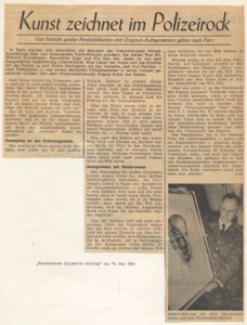 August Kunst presents four portraits at the International Police Exhibition in Paris - "Westdeutsche Allgemeine Zeitung" May 1955