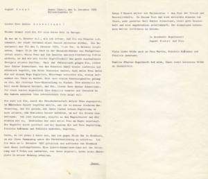 Letter by artist August Kunst to Albert Schweitzer - 1959