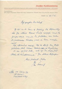 Letter by the German Circle of art collectors" - 1955