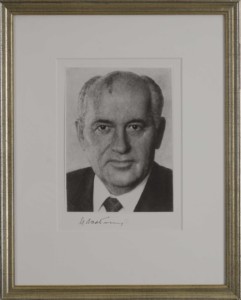 Michail Gorbatschow signed his portrait during a visit in Essen