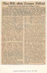Report on the signed portrait of Papst Pius XII, that was exhibited at the international police exhibition in Paris - 1955